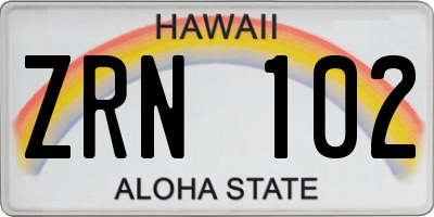 HI license plate ZRN102