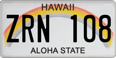 HI license plate ZRN108