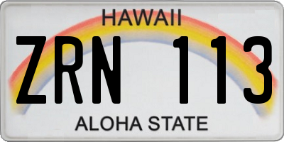 HI license plate ZRN113