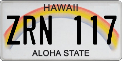 HI license plate ZRN117