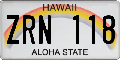 HI license plate ZRN118