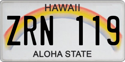 HI license plate ZRN119