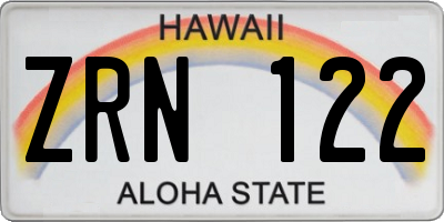 HI license plate ZRN122