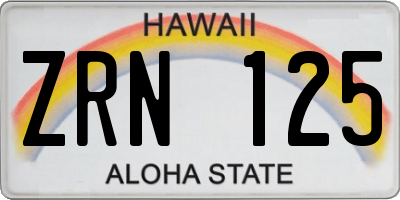 HI license plate ZRN125