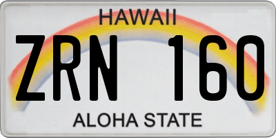 HI license plate ZRN160