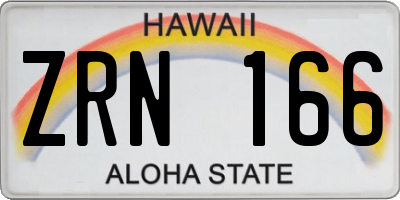 HI license plate ZRN166