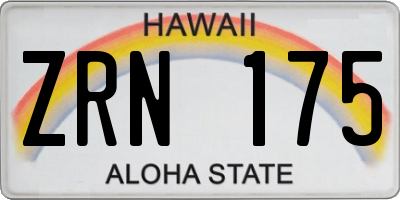 HI license plate ZRN175
