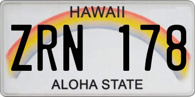 HI license plate ZRN178