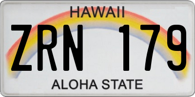 HI license plate ZRN179