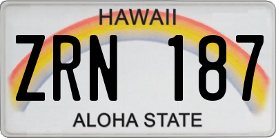 HI license plate ZRN187
