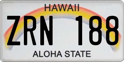 HI license plate ZRN188