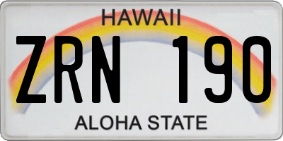 HI license plate ZRN190