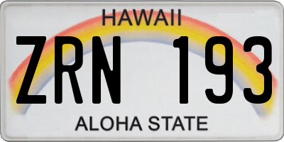 HI license plate ZRN193
