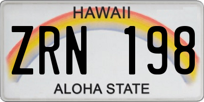 HI license plate ZRN198