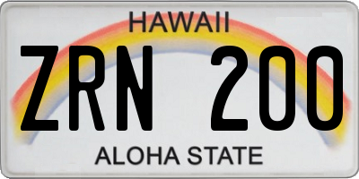 HI license plate ZRN200