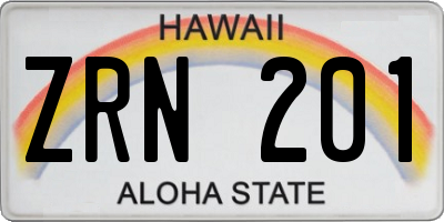 HI license plate ZRN201