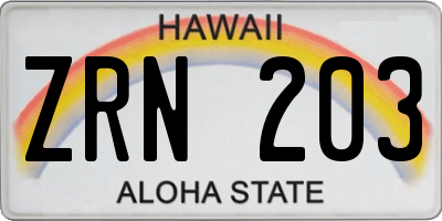 HI license plate ZRN203
