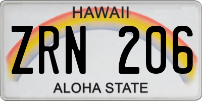 HI license plate ZRN206