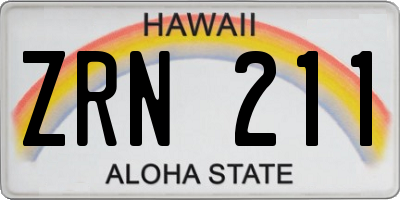 HI license plate ZRN211