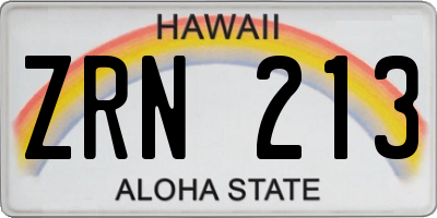HI license plate ZRN213