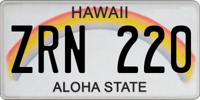 HI license plate ZRN220
