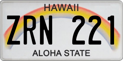 HI license plate ZRN221
