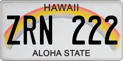 HI license plate ZRN222