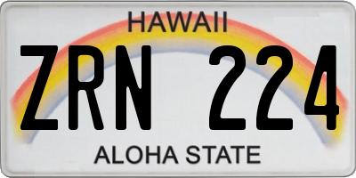 HI license plate ZRN224