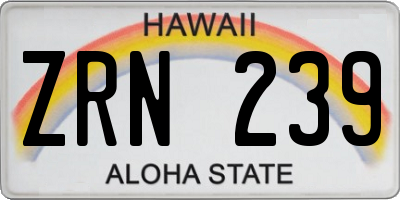 HI license plate ZRN239