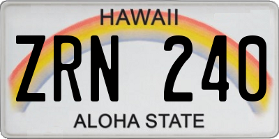 HI license plate ZRN240