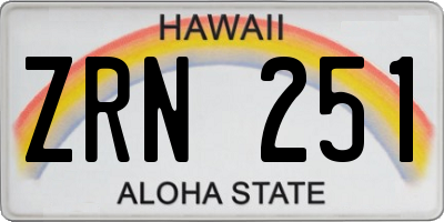 HI license plate ZRN251