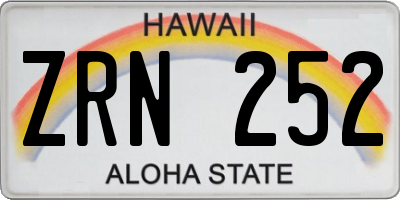 HI license plate ZRN252