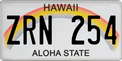 HI license plate ZRN254