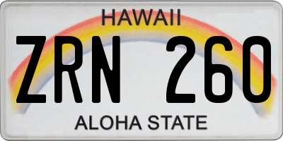 HI license plate ZRN260