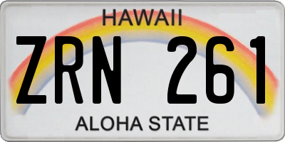 HI license plate ZRN261