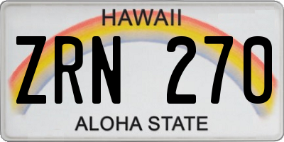 HI license plate ZRN270