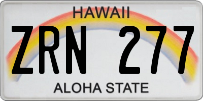 HI license plate ZRN277