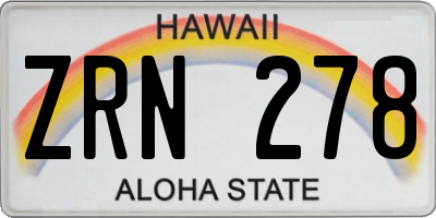 HI license plate ZRN278