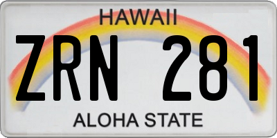 HI license plate ZRN281