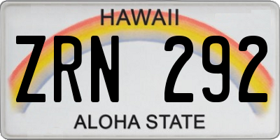 HI license plate ZRN292