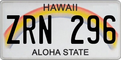 HI license plate ZRN296