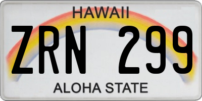 HI license plate ZRN299