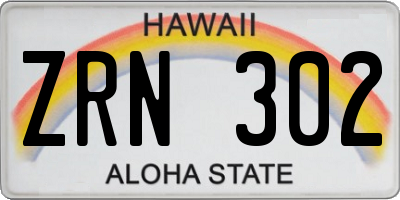 HI license plate ZRN302