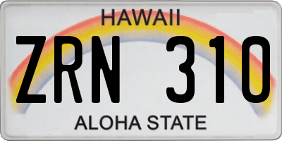 HI license plate ZRN310