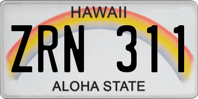 HI license plate ZRN311