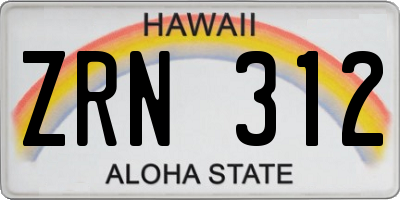 HI license plate ZRN312