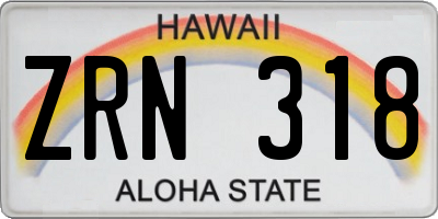 HI license plate ZRN318