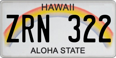 HI license plate ZRN322