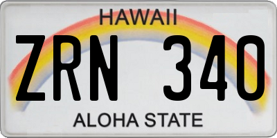 HI license plate ZRN340