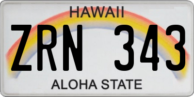 HI license plate ZRN343